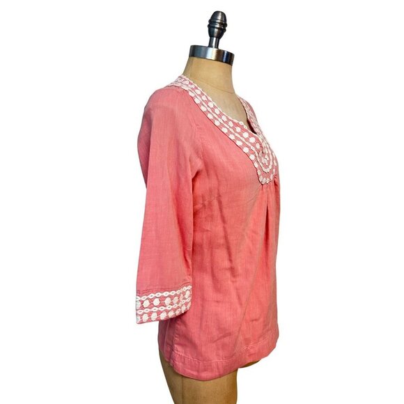 Boden Pink Embroidered Tunic Top Women's Boho Chic US 2 - Picture 2 of 6